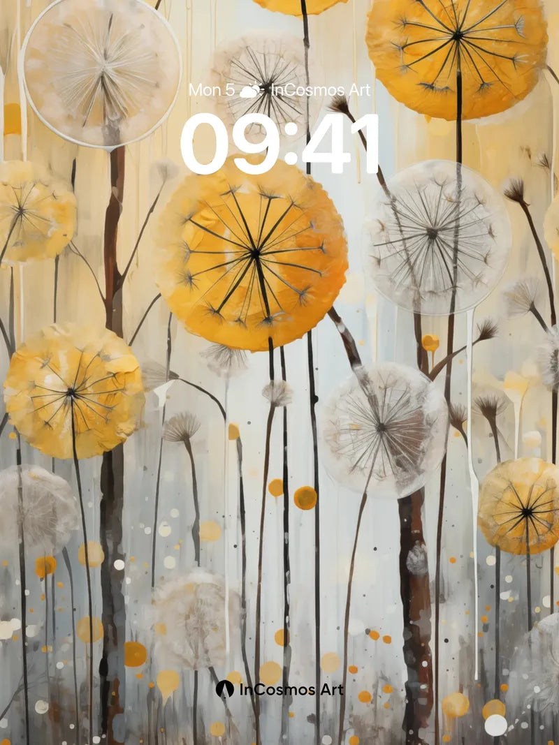 Golden Whispers Wallpaper with Floating Seeds