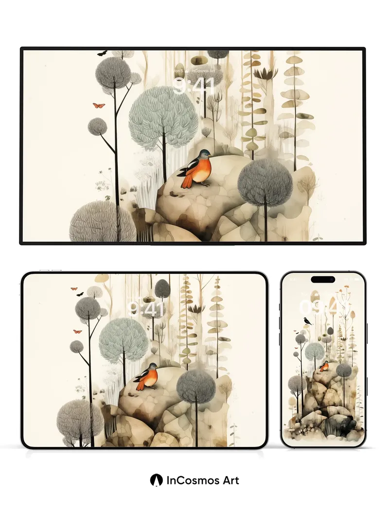 Whispering Stone Wallpaper with Feathered Echoes