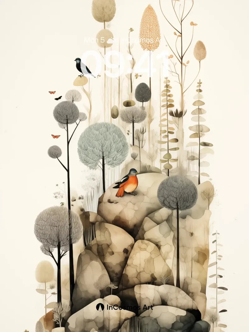 Whispering Stone Wallpaper with Feathered Echoes