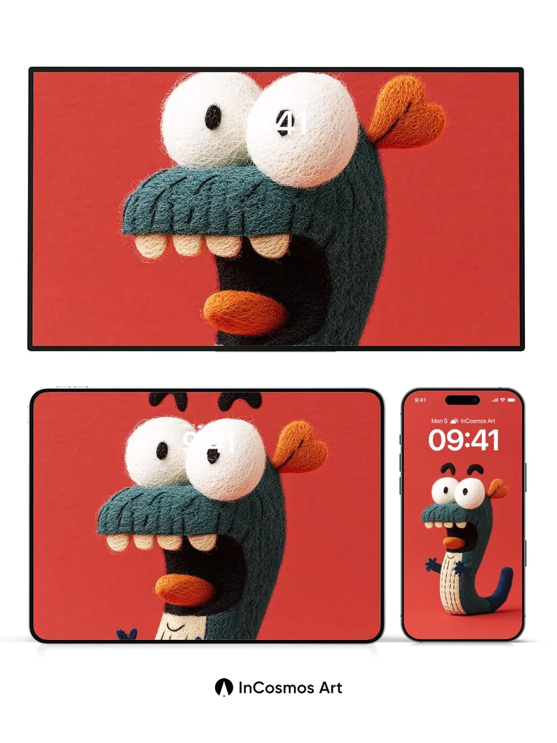 Playful Woolen Creature Wallpaper with Whimsical Charm