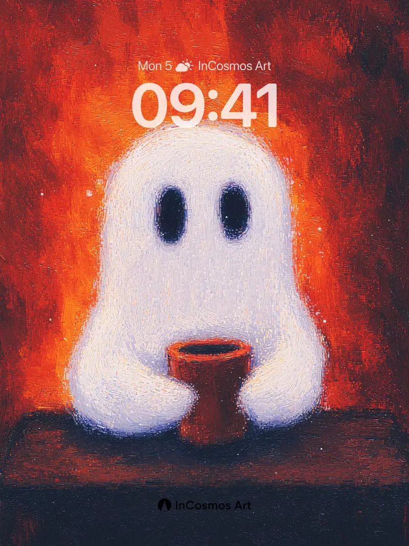 Crimson Hush Ghost Wallpaper with Warmth wallpaper for iPhone, iPad & Mac