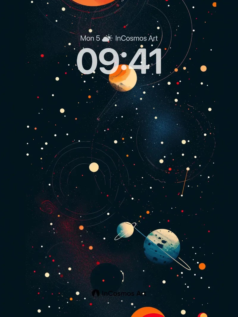 Cosmic Drift Wallpaper with Floating Orbs wallpaper for iPhone, iPad & Mac