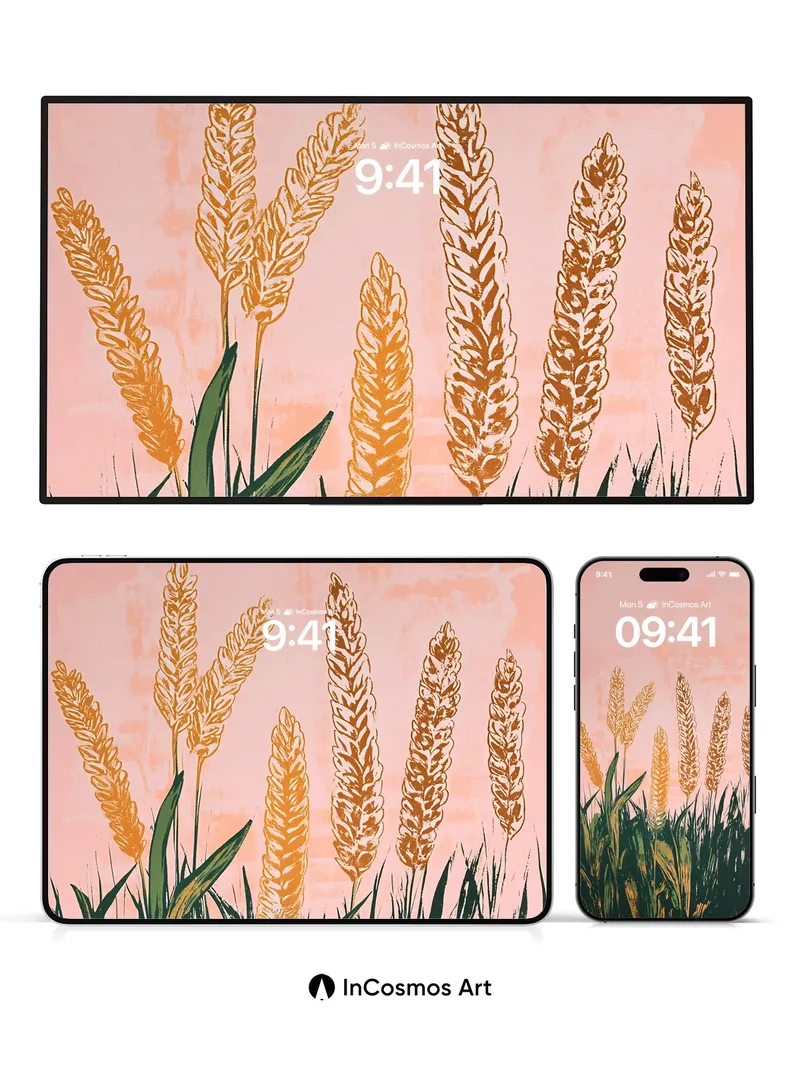 Golden Hush Wallpaper with Sunset Wheat