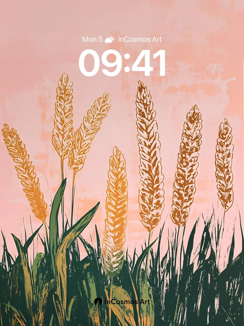 Golden Hush Wallpaper with Sunset Wheat