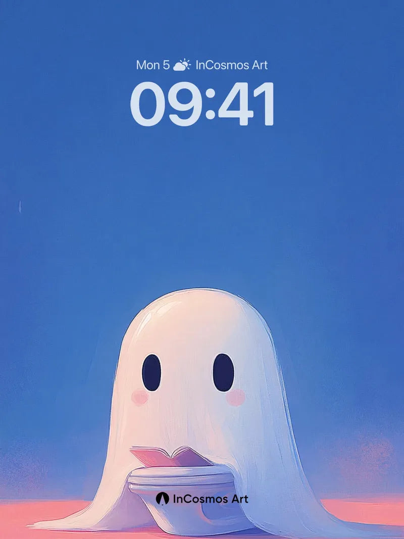 Serene Ghost Wallpaper with Floating Toilet