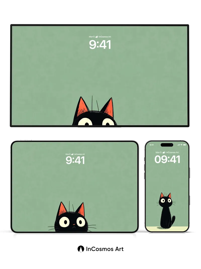 Quiet Watcher Wallpaper with Feline Focus