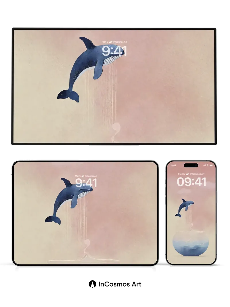 Whispering Dolphin Wallpaper with Floating Vessel