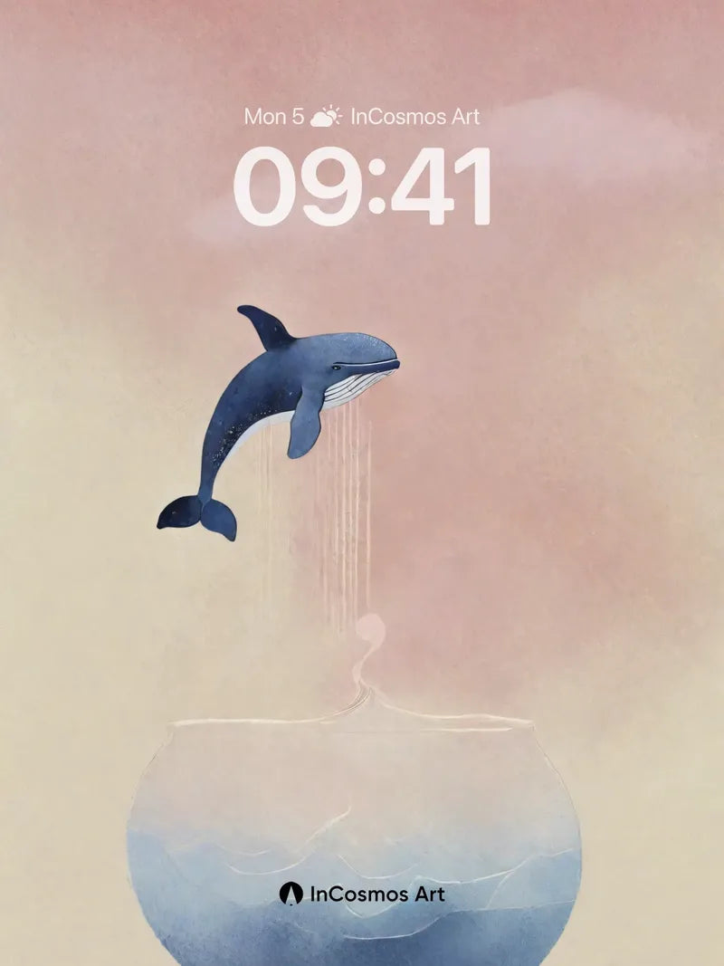 Whispering Dolphin Wallpaper with Floating Vessel wallpaper for iPhone, iPad & Mac