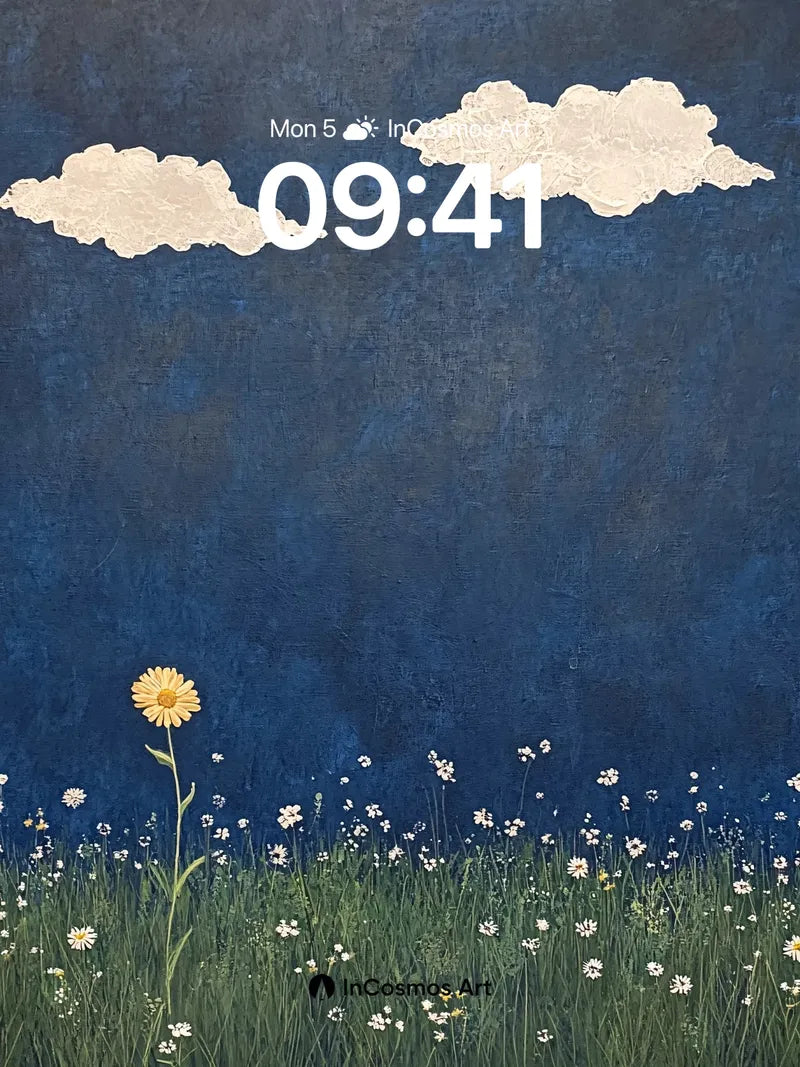 Solitary Bloom Wallpaper with Clouded Depths