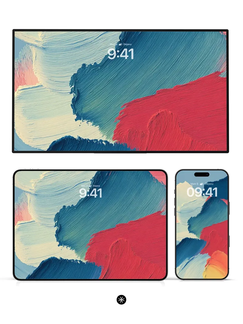 Dynamic Brushstroke Symphony Wallpaper with Bold Color Contrast