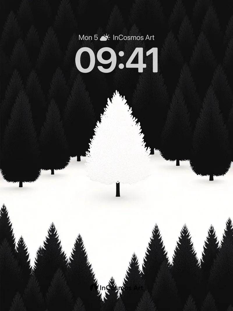 Silent Forest Wallpaper with White Tree Center