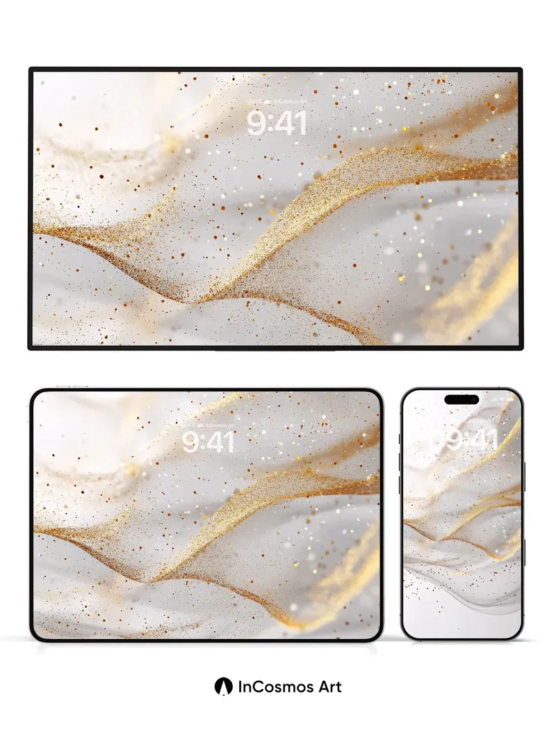 Golden Veil Wallpaper with Floating Particles