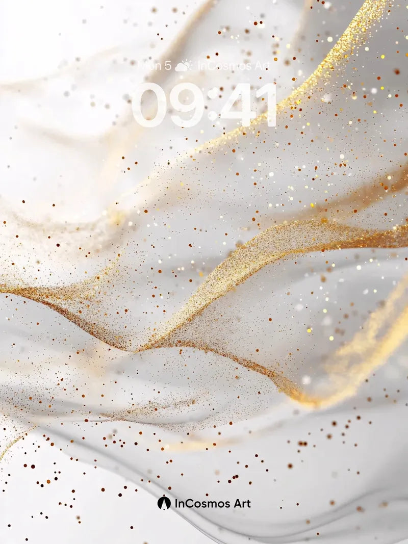 Golden Veil Wallpaper with Floating Particles