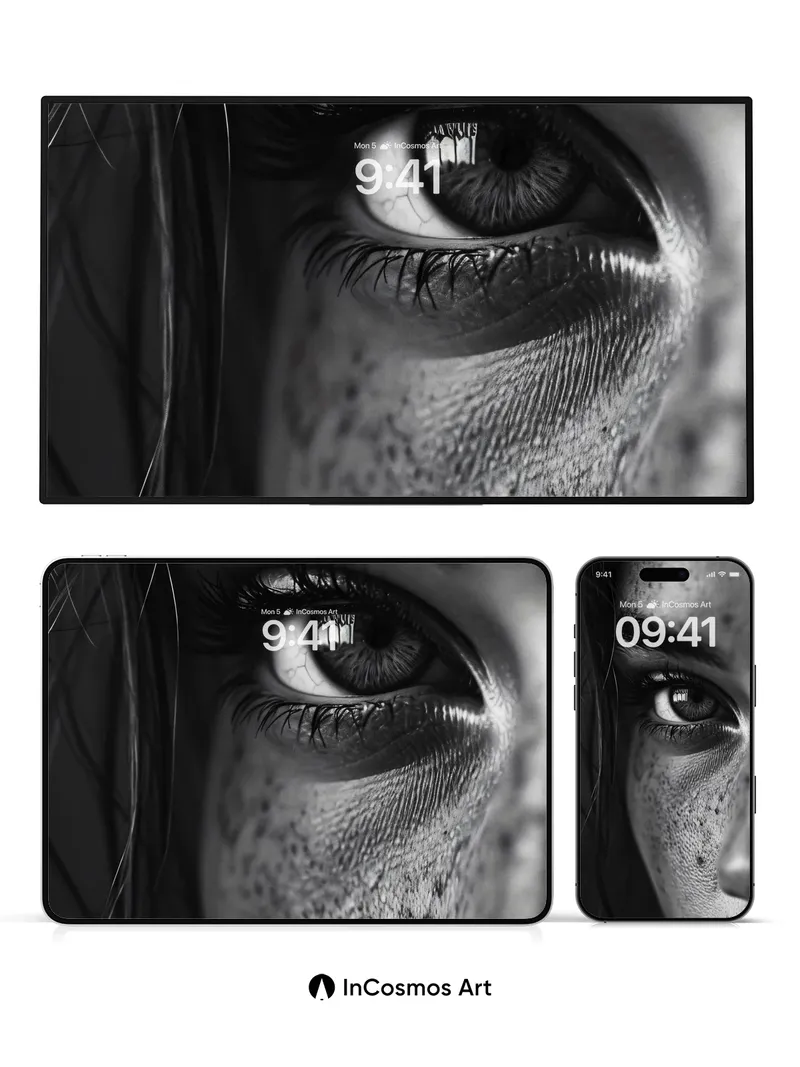 Shadowed Gaze Wallpaper with Freckled Skin