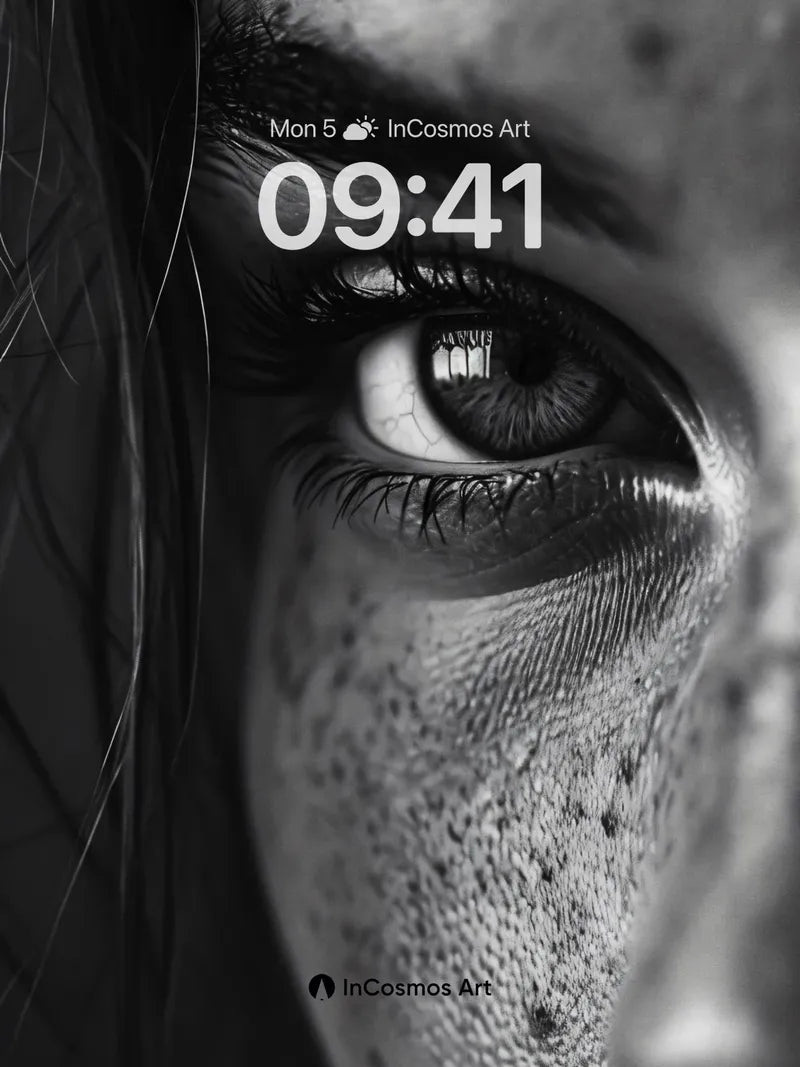 Shadowed Gaze Wallpaper with Freckled Skin