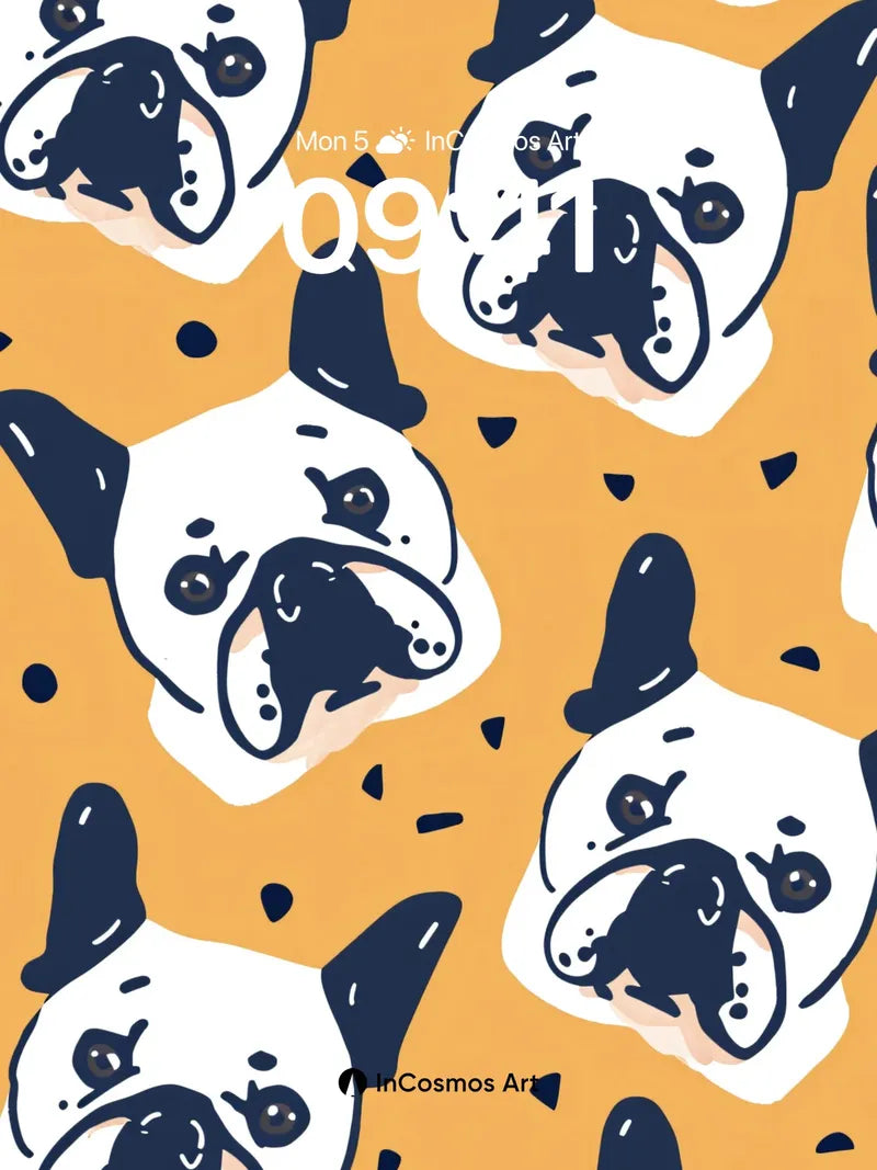 Playful Pug Faces Wallpaper with Dotted Charm