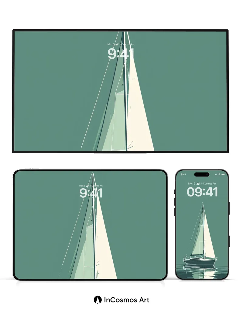 Serenity Sail Wallpaper with Whispering Reflections