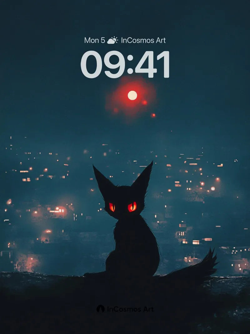 Nocturnal Gaze Wallpaper with Crimson Moon