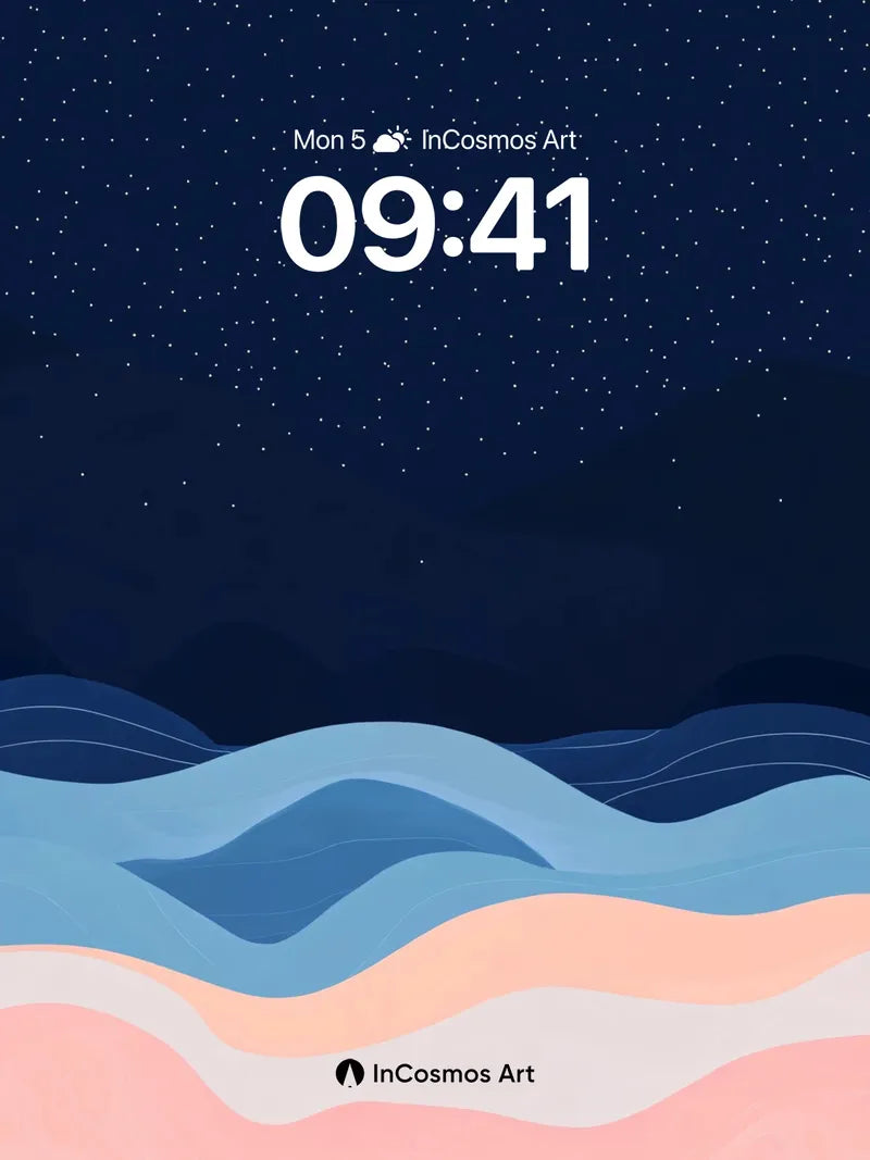Starry Tides Wallpaper with Soft Horizon Lines