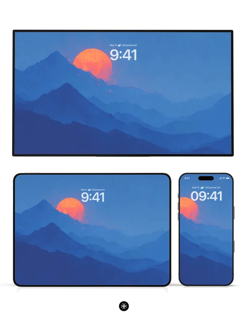 Serene Crimson Sun Wallpaper with Misty Gradient