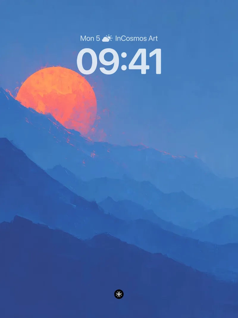 Serene Crimson Sun Wallpaper with Misty Gradient