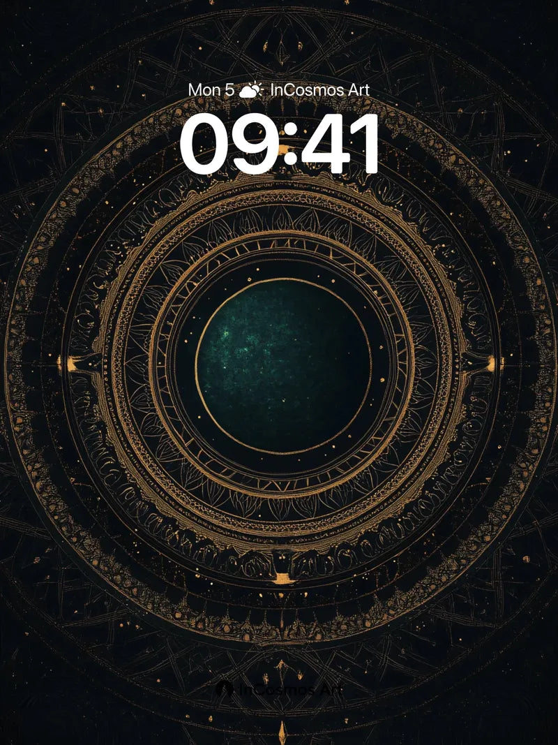 Cosmic Mandala Wallpaper with Golden Echoes