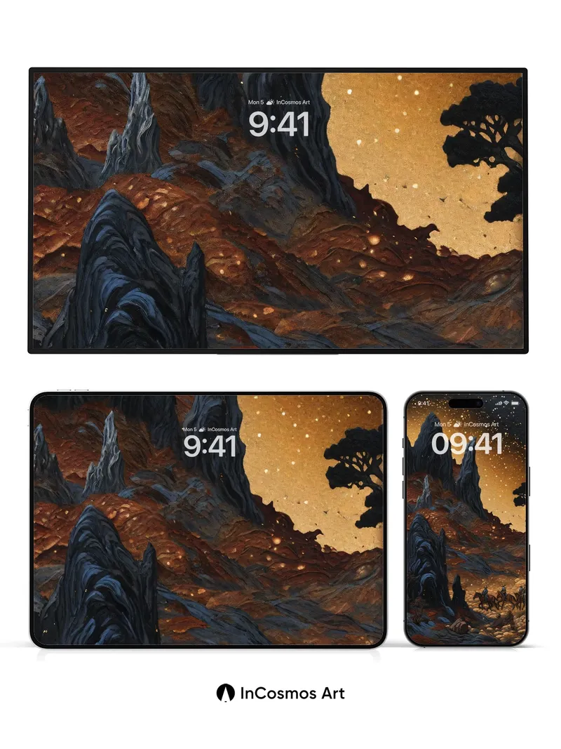 Stellar Canyon Wallpaper with Midnight Riders