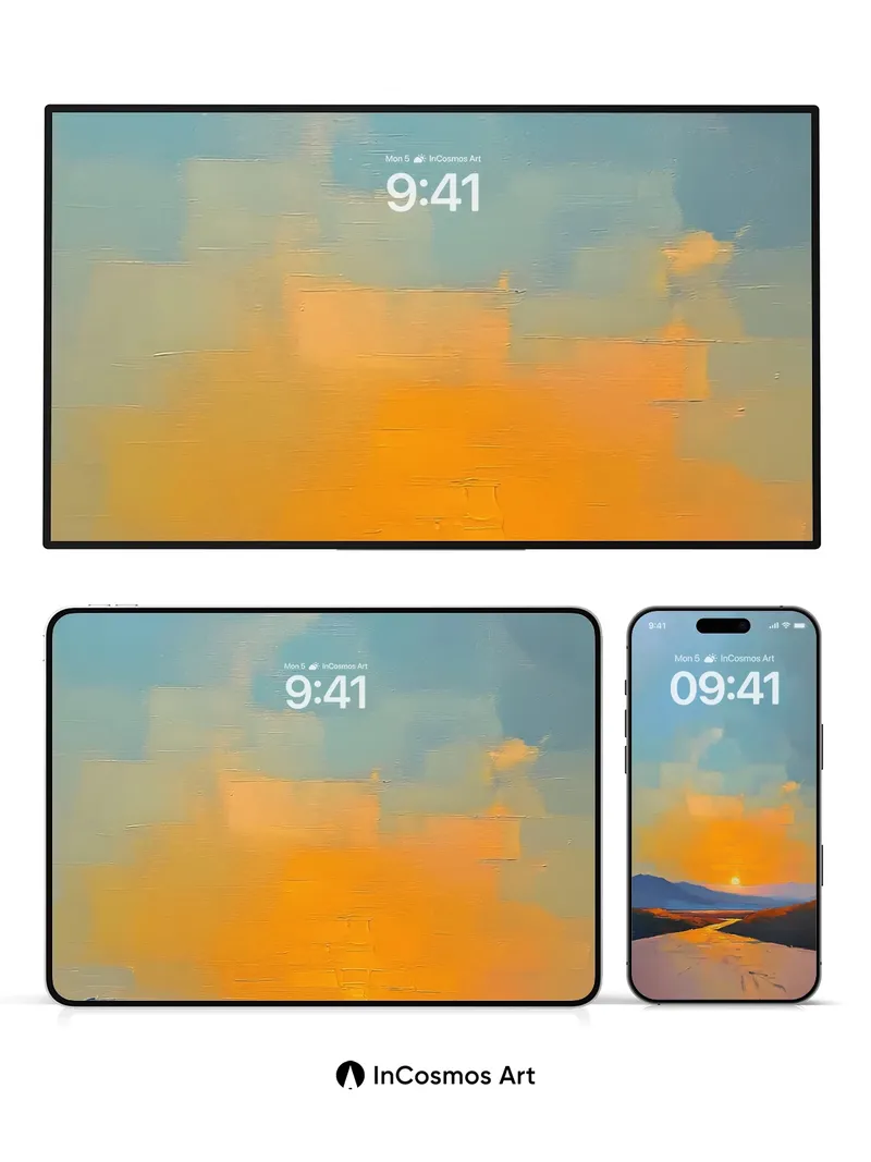 Golden Horizon Wallpaper with Sunlit Road