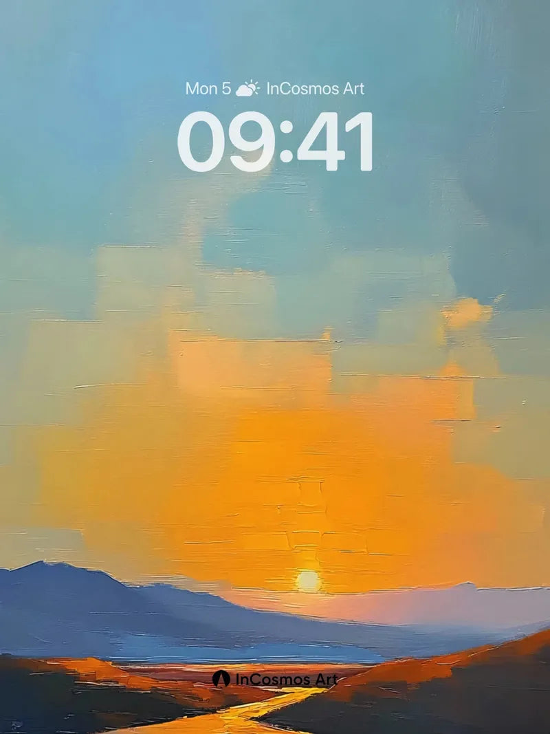 Golden Horizon Wallpaper with Sunlit Road