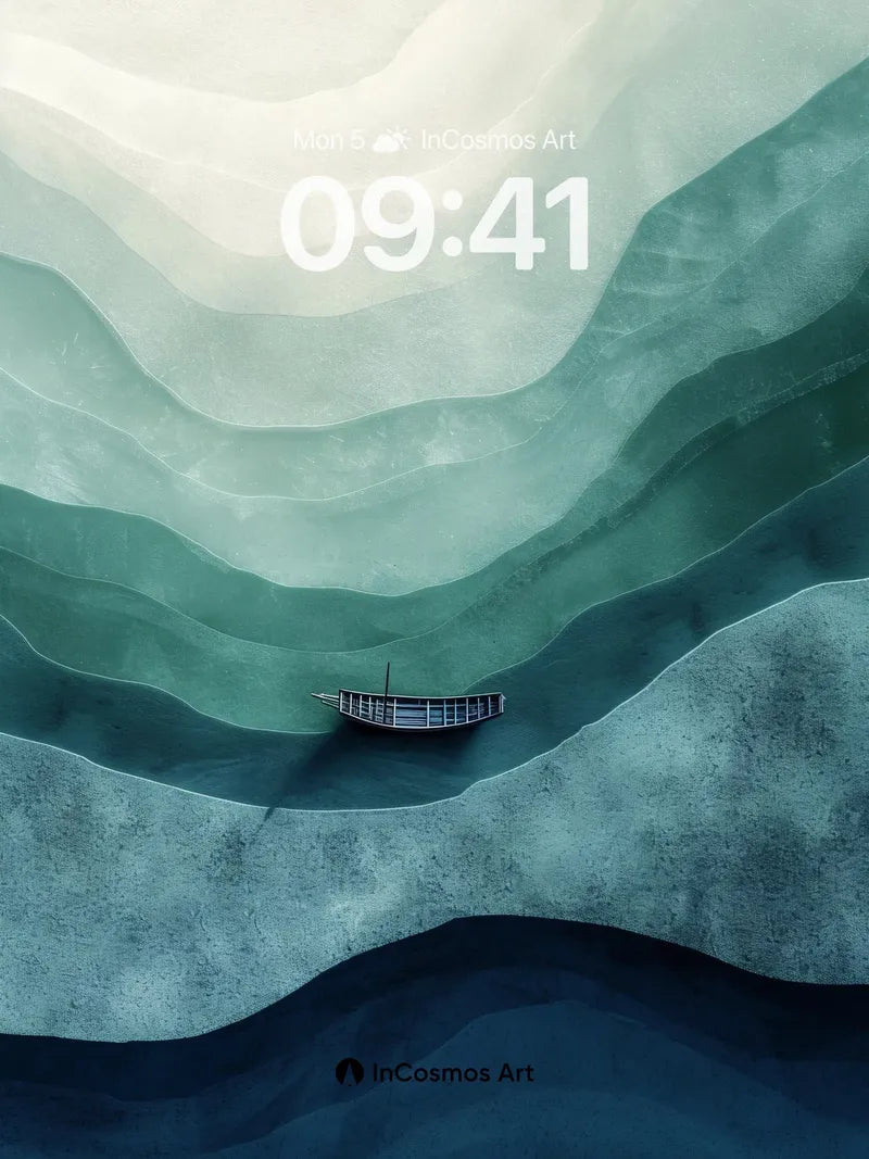 Serene Abyss Wallpaper with Floating Canoe