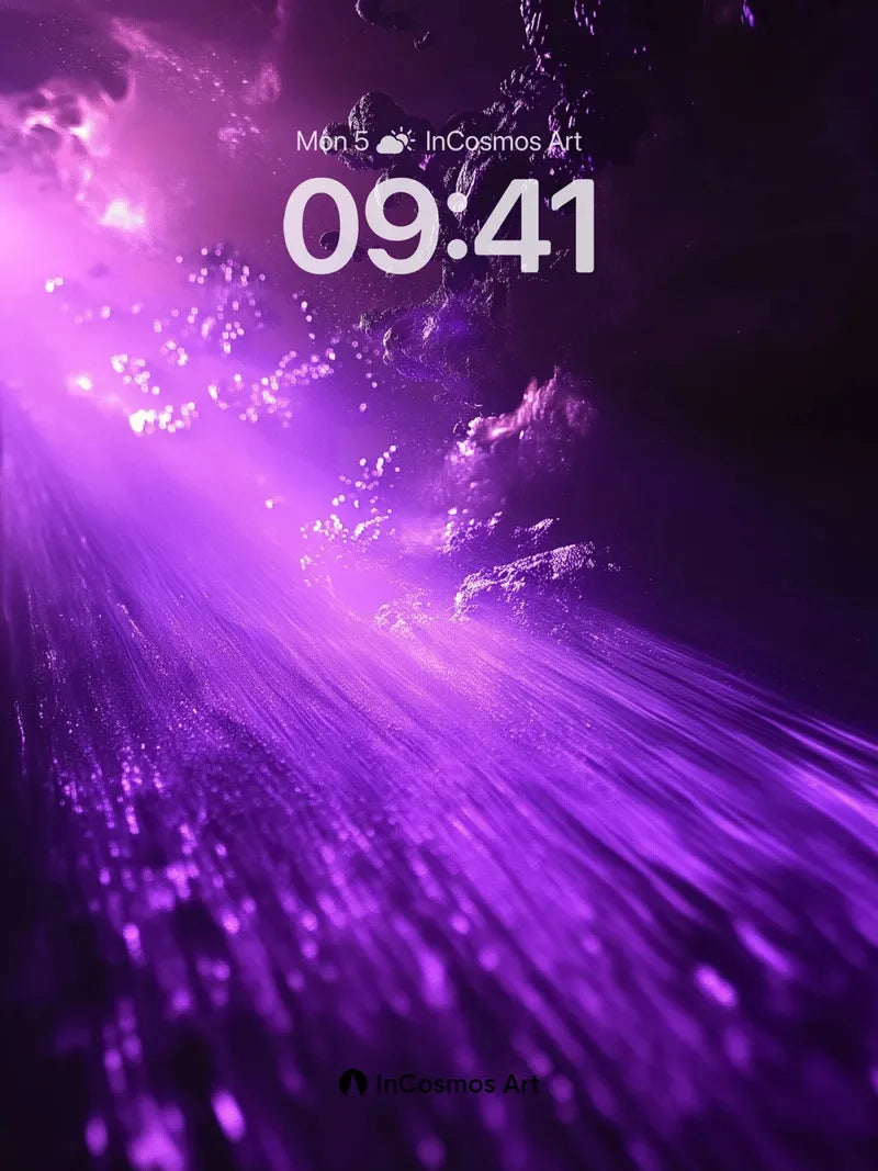 Cosmic Veil Wallpaper with Floating Crystals