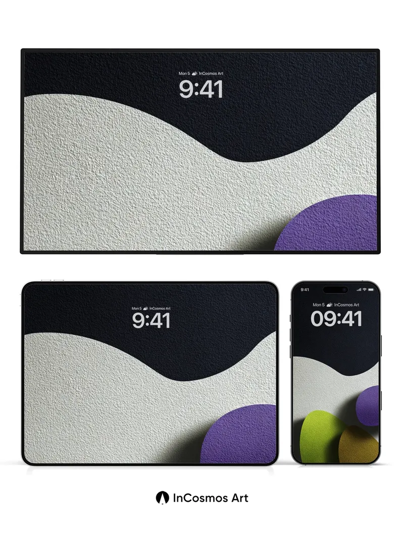 Velvet Wave Wallpaper with Color Blooms