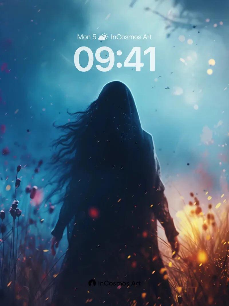 Shadowed Wanderer Wallpaper with Embers of Light