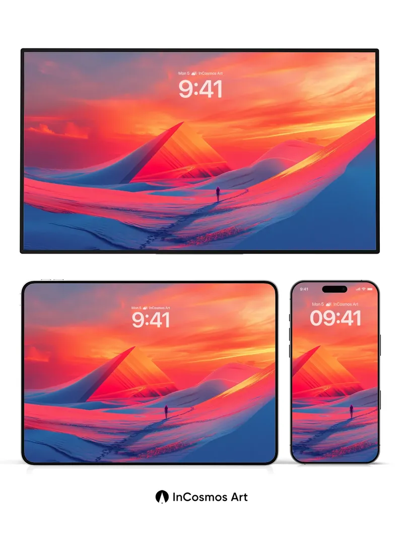 Crimson Dunes Wallpaper with Frozen Light