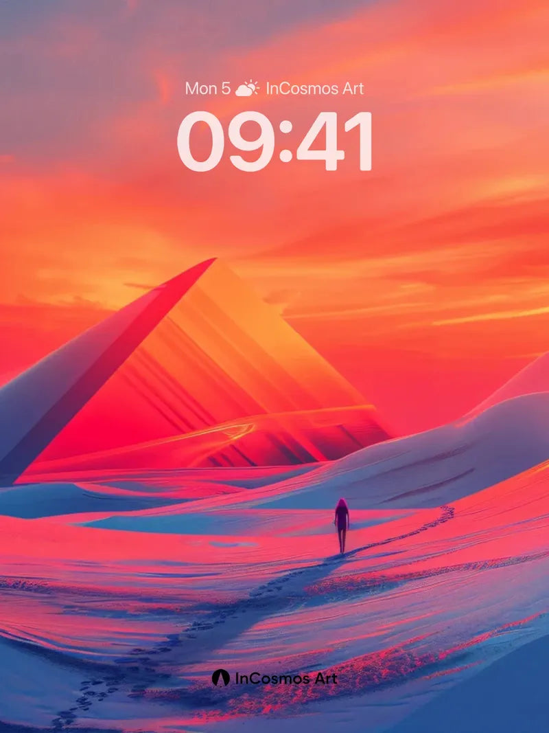 Crimson Dunes Wallpaper with Frozen Light
