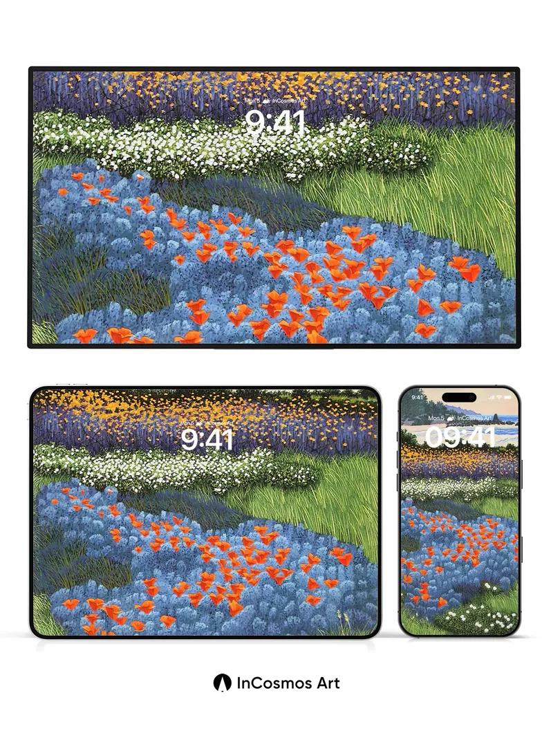 Serenity Bloom Wallpaper with Coastal Whispers