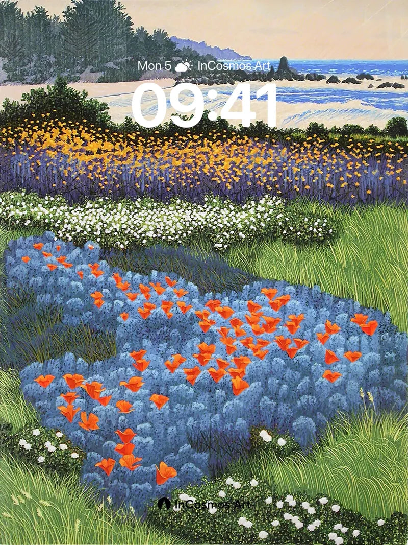 Serenity Bloom Wallpaper with Coastal Whispers