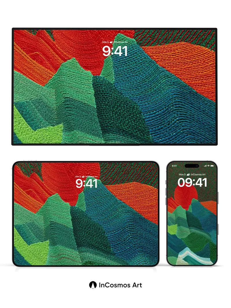 Ember-Weave Wallpaper with Mountain Pulse