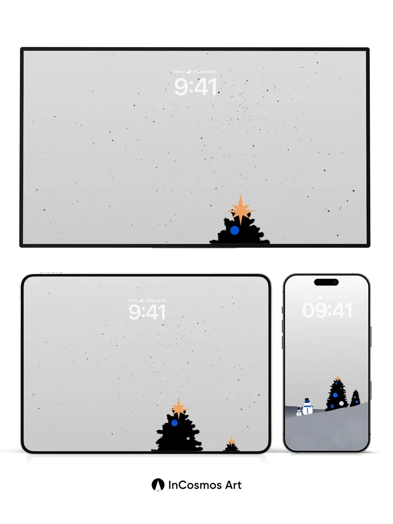 Silent Snowfall Wallpaper with Starlit Trees