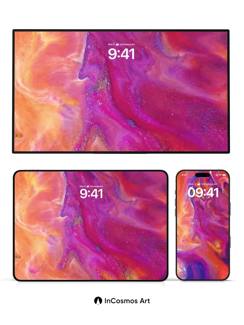 Cosmic Flame Wallpaper with Liquid Light