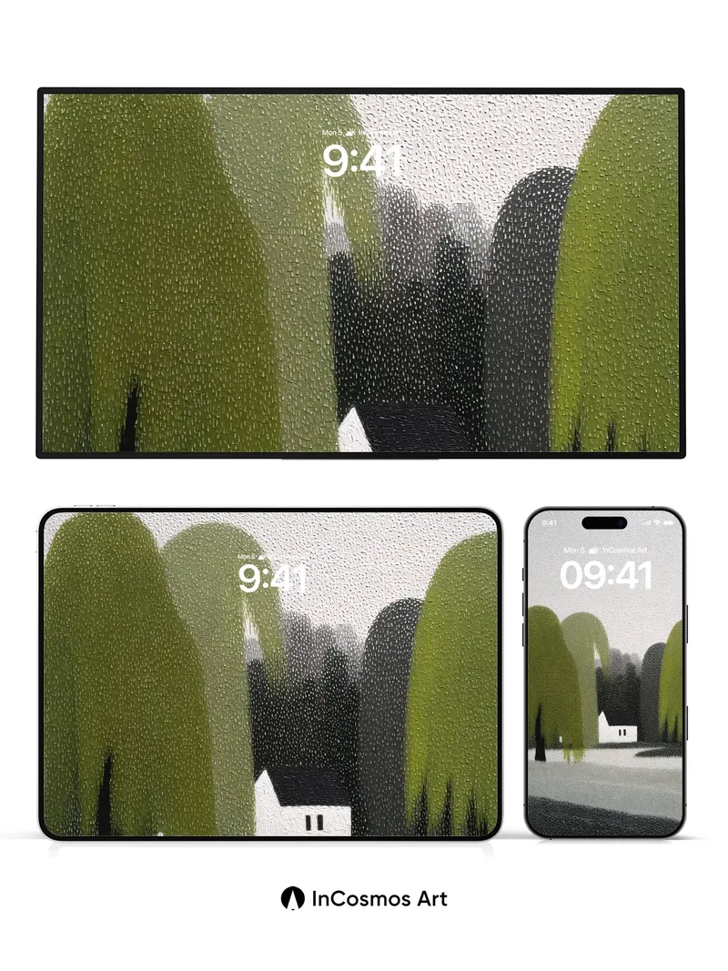 Muted Serenity Wallpaper with Whispering Trees