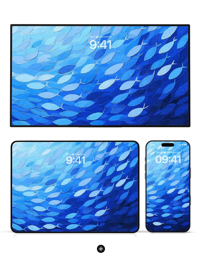 Blue Fish School Wallpaper 4K for iPhone Lock Screen