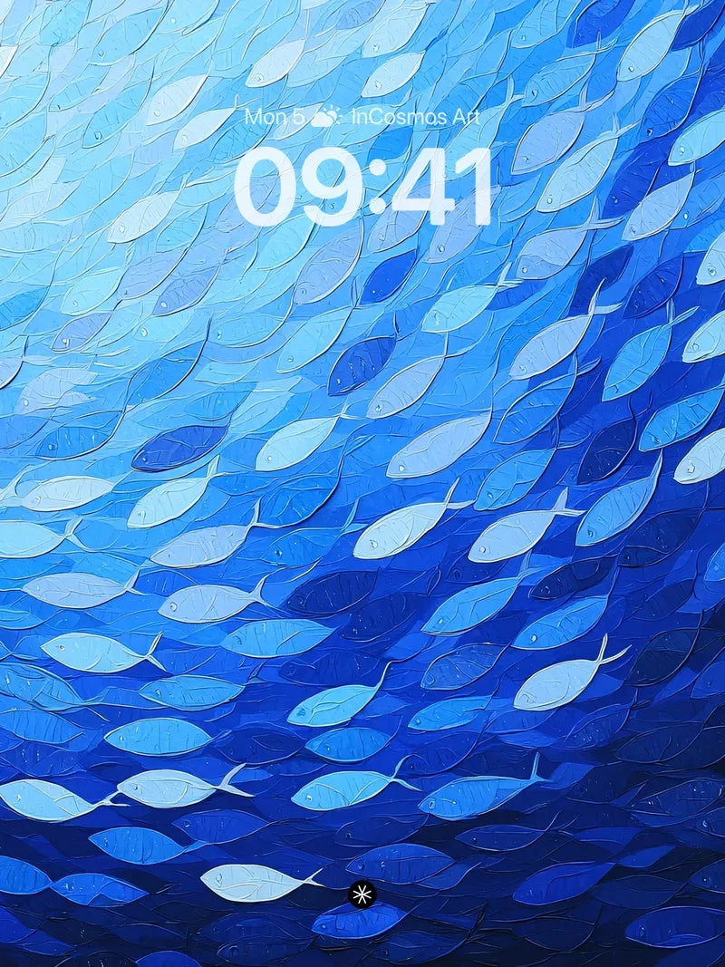 Blue Fish School Wallpaper 4K for iPhone Lock Screen