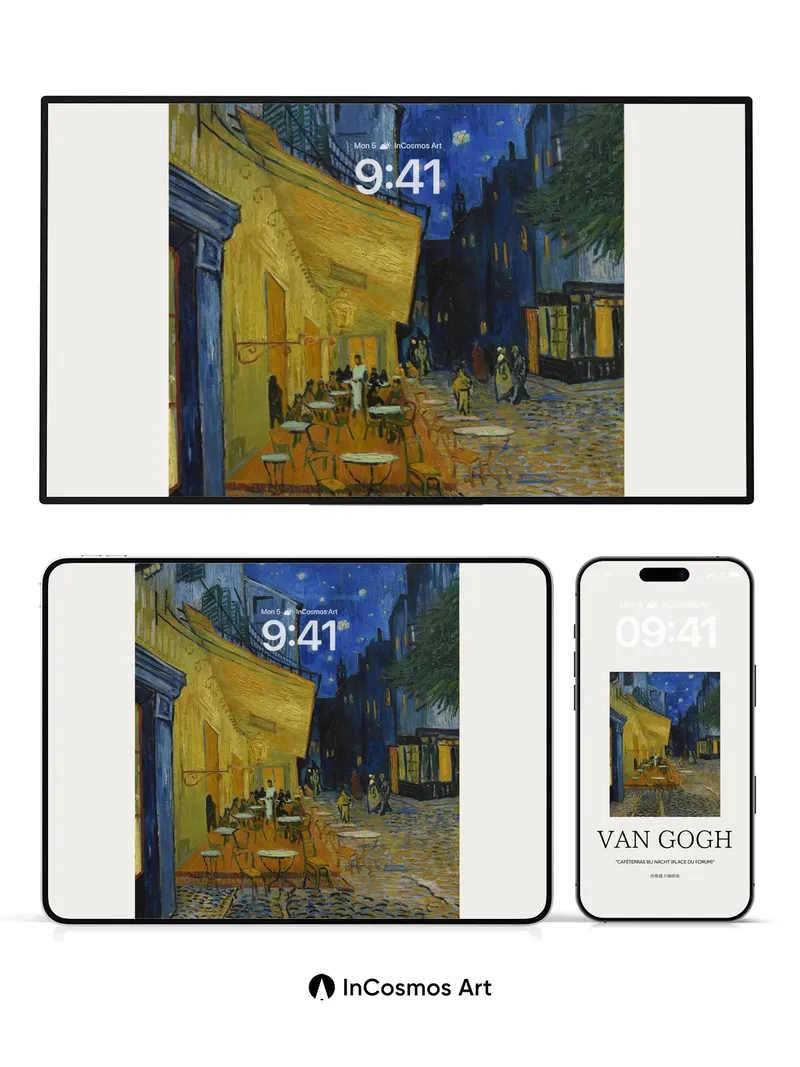 Starry Night Café Wallpaper with Van Gogh's Brushstrokes