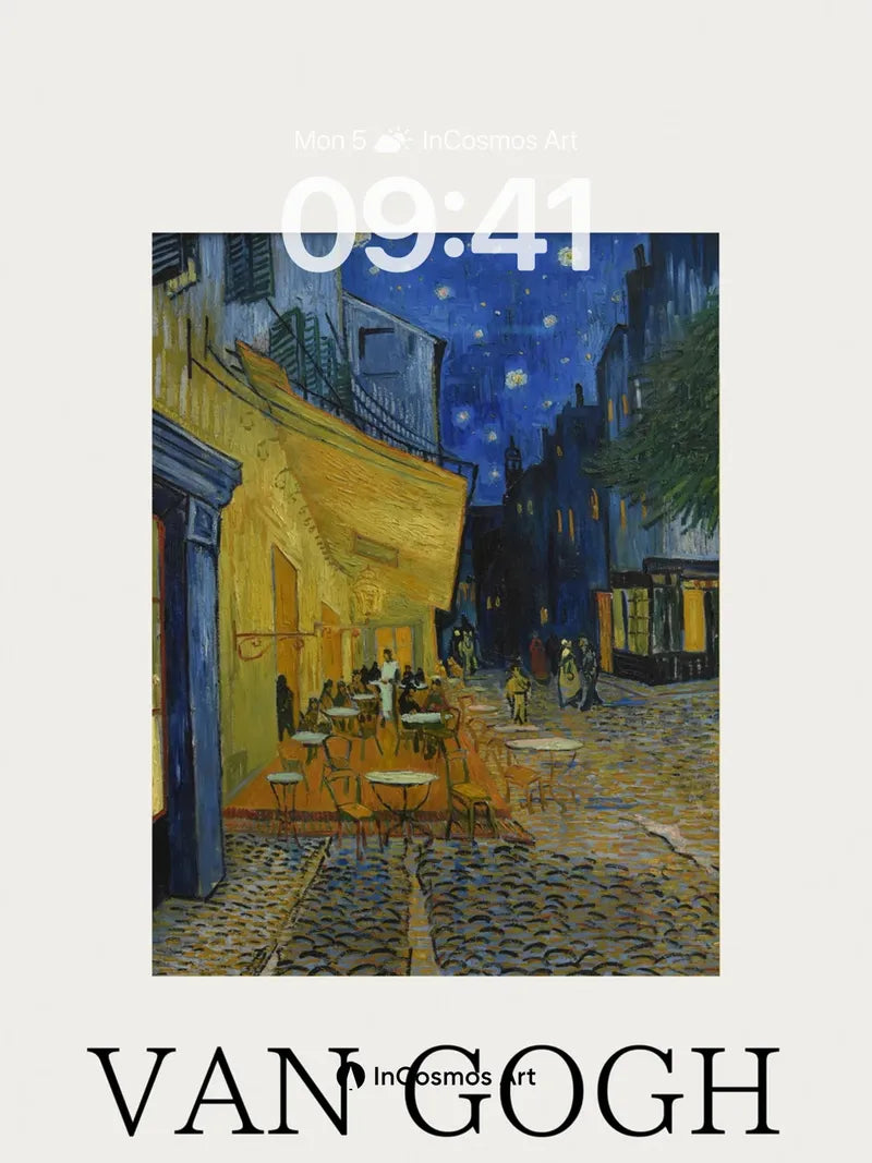 Starry Night Café Wallpaper with Van Gogh's Brushstrokes