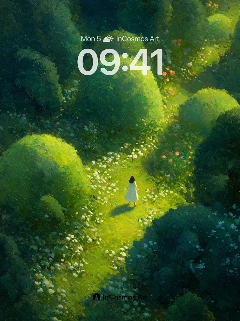 Whispering Light Wallpaper with Garden Path wallpaper for iPhone, iPad & Mac