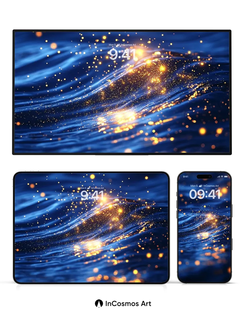 Golden Sparkle Wallpaper with Ocean Currents