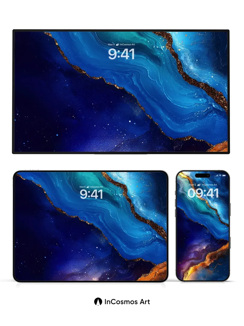 Cosmic Agate Wallpaper with Golden Veins