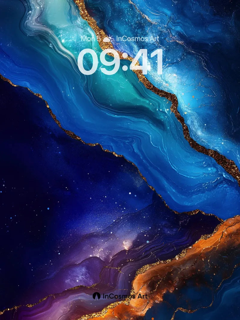 Cosmic Agate Wallpaper with Golden Veins