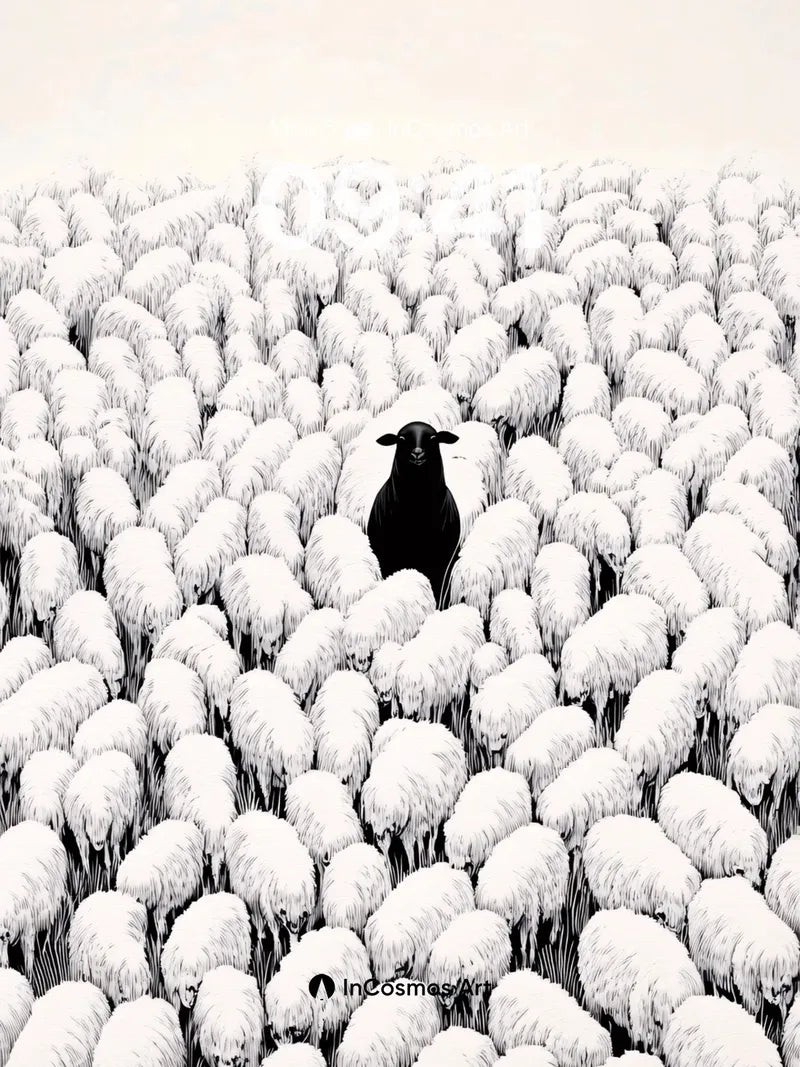 Silent Solitude Wallpaper with One Black Sheep
